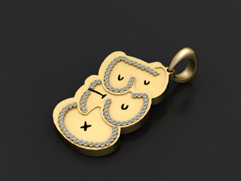 Gold bear pendant 3D Print Model