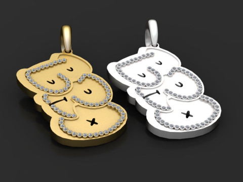 Gold bear pendant 3D Print Model