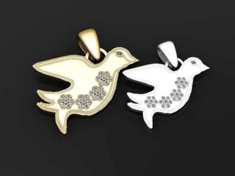 Gold bird pendant 3D Print Model