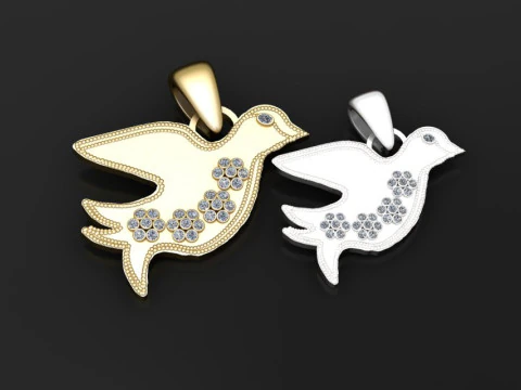 Gold bird pendant 3D Print Model