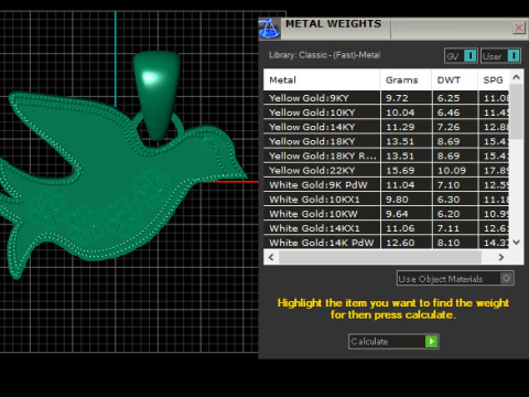 Gold bird pendant 3D Print Model