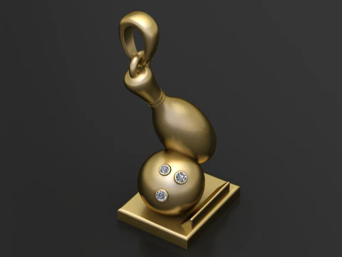 Goldener abstrakter Anhänger 3D Druckmodell