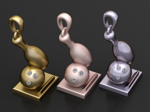 Gold abstract pendant Modèles 3D en vedette