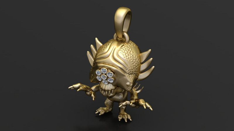 Gold creature pendant 3D Print Model .c4d .max .obj .3ds .fbx .stl .blend