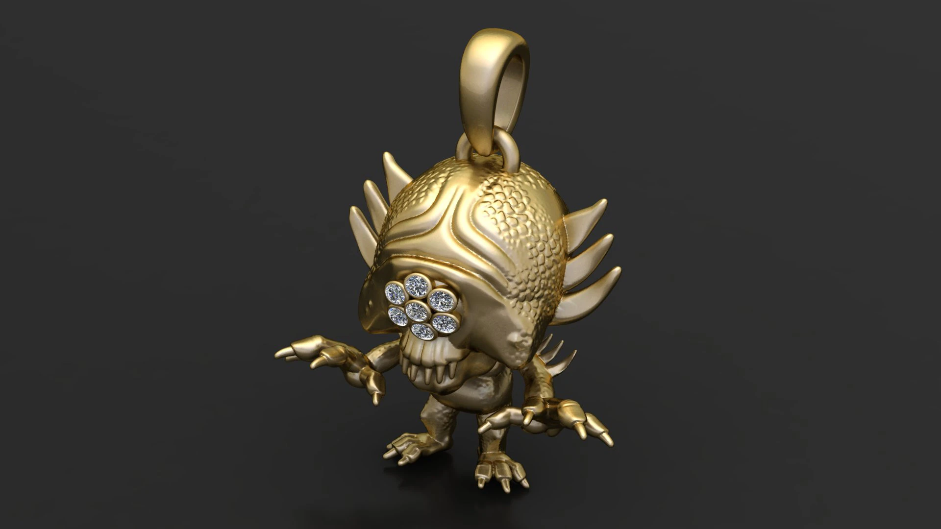Gold creature pendant 3D Print Model .c4d .max .obj .3ds .fbx .stl .blend