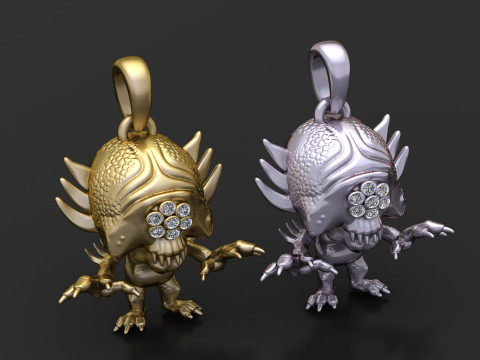 Gold creature pendant 3D Print Model