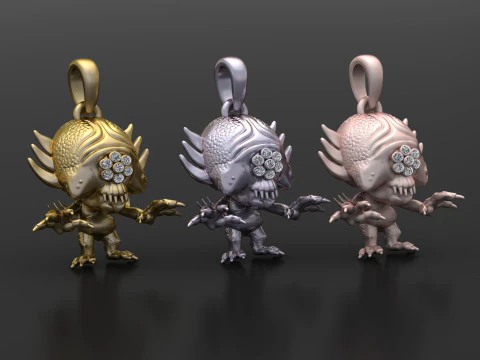 Gold creature pendant 3D Print Model