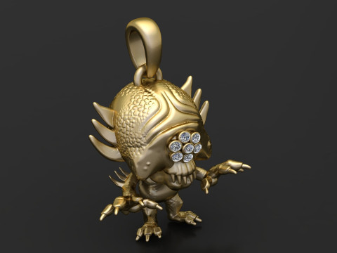 Gold creature pendant 3D Print Model