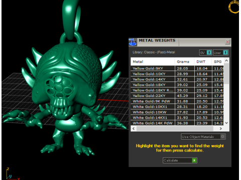 Gold creature pendant 3D Print Model