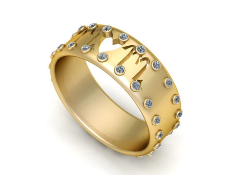 सोने की मोनोग्राम अंगूठी 3D प्रिंट मॉडल