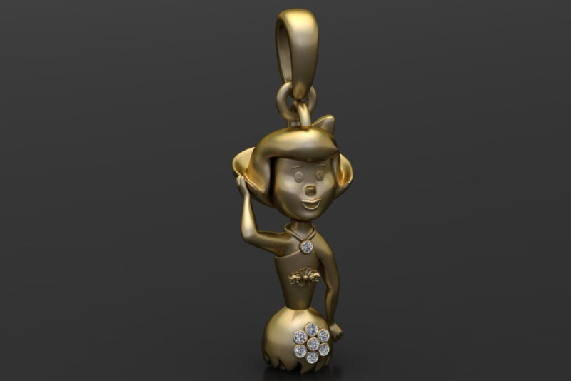 Gold girl pendant 3D प्रिंट मॉडल .c4d .max .obj .3ds .fbx .stl .blend