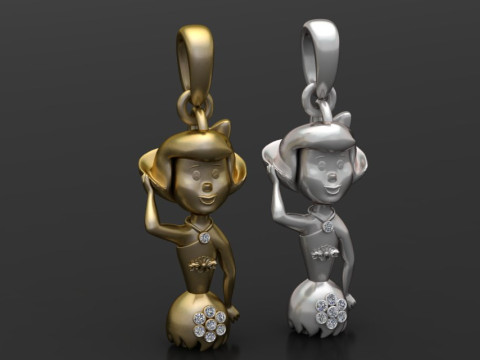 Gold girl pendant 3D 프린트 모델