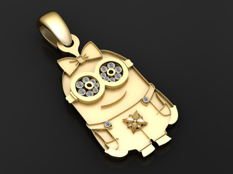 Gold character pendant 3Dプリントモデル