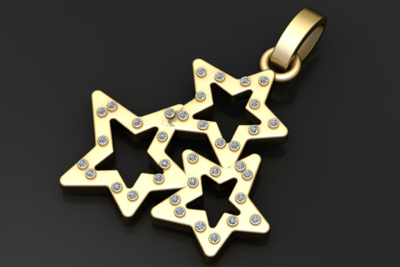 Gold star pendant 3D 打印模型 .c4d .max .obj .3ds .fbx .stl .blend 