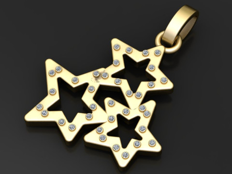 Gold star pendant 3Dプリントモデル