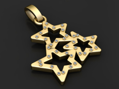 Gold star pendant 3D 打印模型