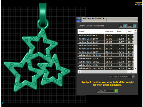 Gold star pendant 3D 打印模型