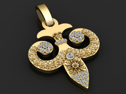 Gold floral pendant 3D 프린트 모델