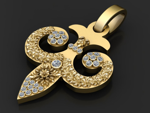Gold floral pendant 3D Print Model
