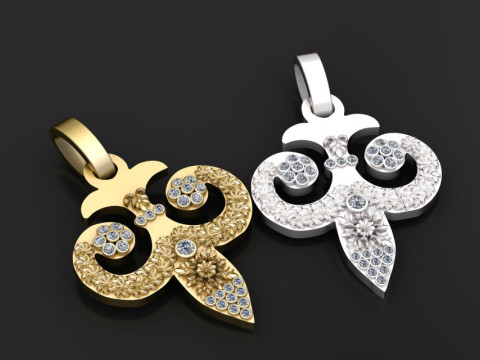 Gold floral pendant 3D Print Model