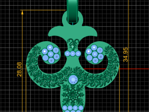 Gold floral pendant 3D Print Model