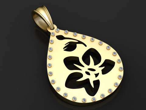 Gold teardrop pendant Modèles 3D en vedette