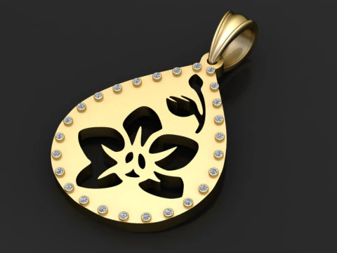 Gold teardrop pendant 3D Print Model