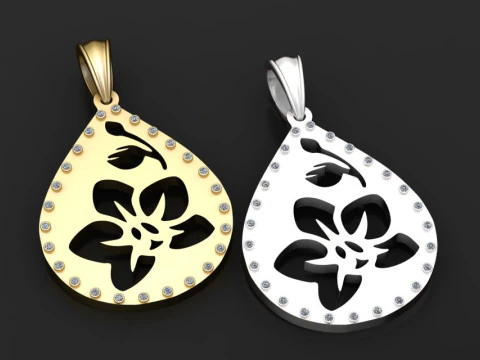 Gold teardrop pendant 3D Print Model