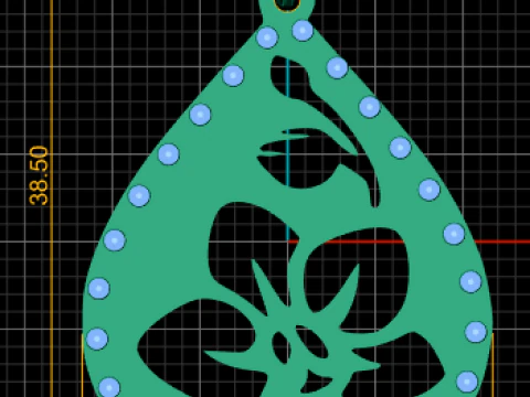 Gold teardrop pendant 3D Print Model