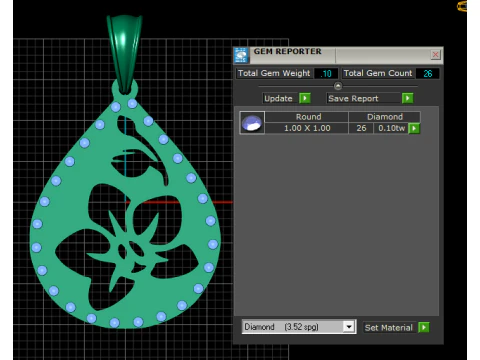 Gold teardrop pendant 3D Print Model