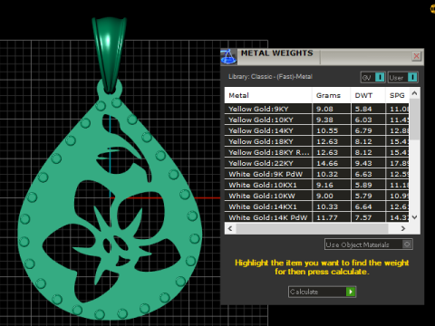 Gold teardrop pendant Model Cetak 3D