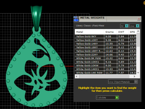 Gold teardrop pendant 3D Print Model