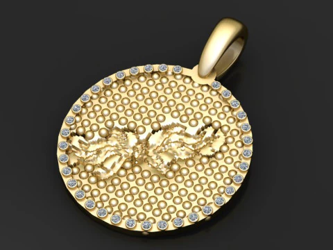 Gold round pendant 3D Print Model