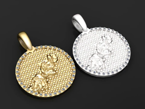 Gold round pendant 3D Print Model