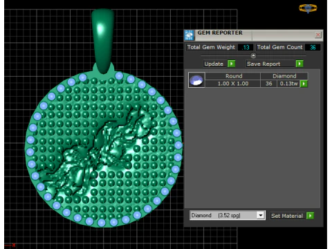 Gold round pendant 3D Print Model