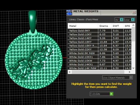 Gold round pendant 3D Print Model