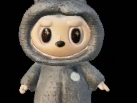 Gray Bunny Character 3D Print Model
