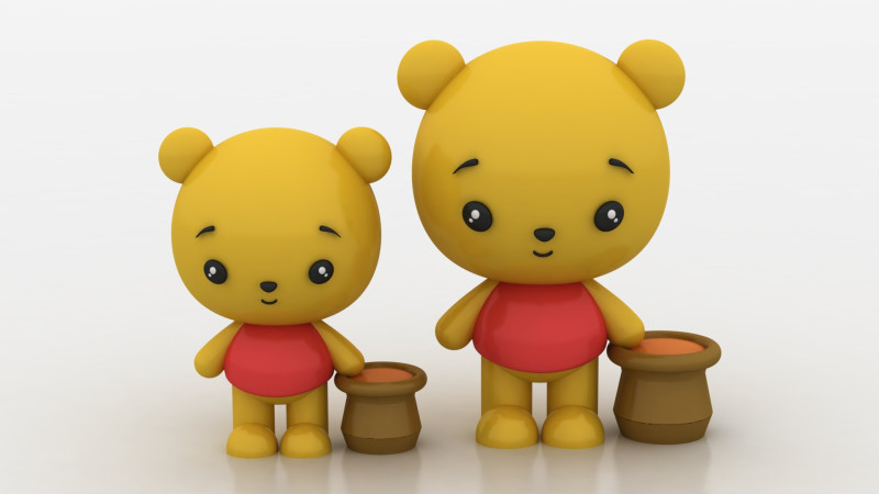 Chibi Bear Figurine 3D Print Model .c4d .max .obj .3ds .fbx .stl .blend 
