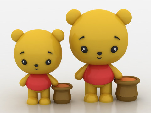 Chibi Bear Figurine Modello di stampa 3D