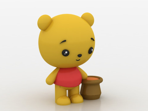 Chibi Bear Figurine 3D Print Model