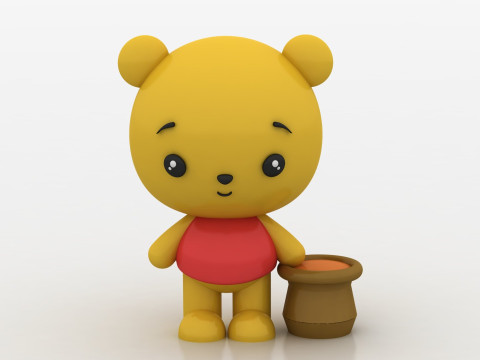 Chibi Bear Figurine 3D Print Model