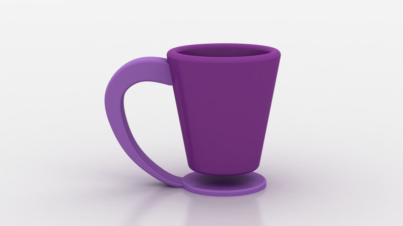 Purple Cartoon Mug 3D Print Model .c4d .max .obj .3ds .fbx .stl .blend