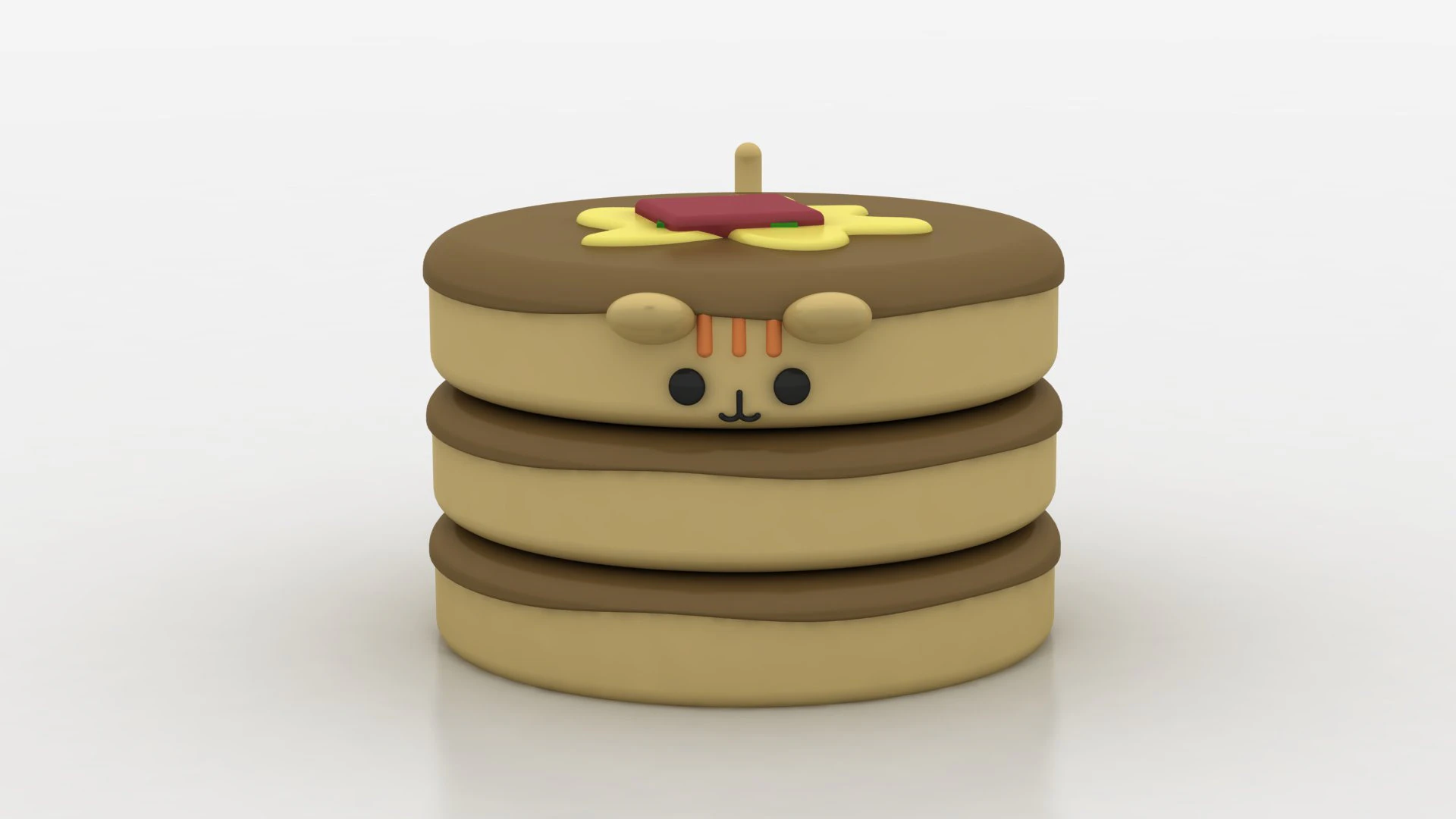 Kawaii Pancake 3D Print Model .c4d .max .obj .3ds .fbx .stl .blend 