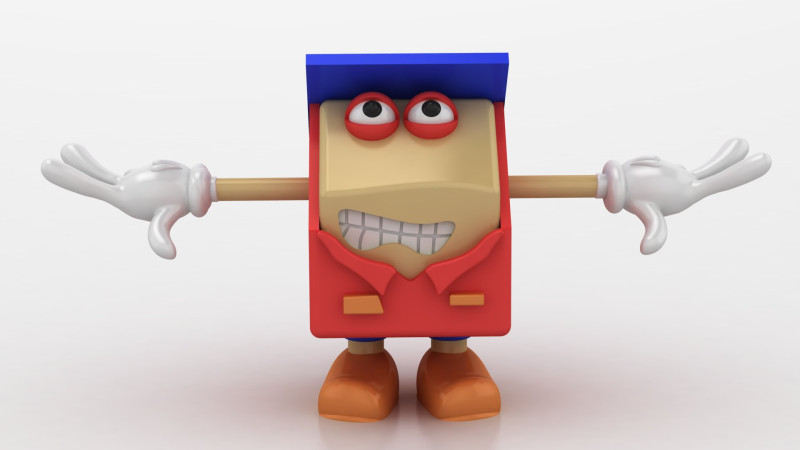 3D cartoon box character Model Cetak 3D .c4d .max .obj .3ds .fbx .stl .blend