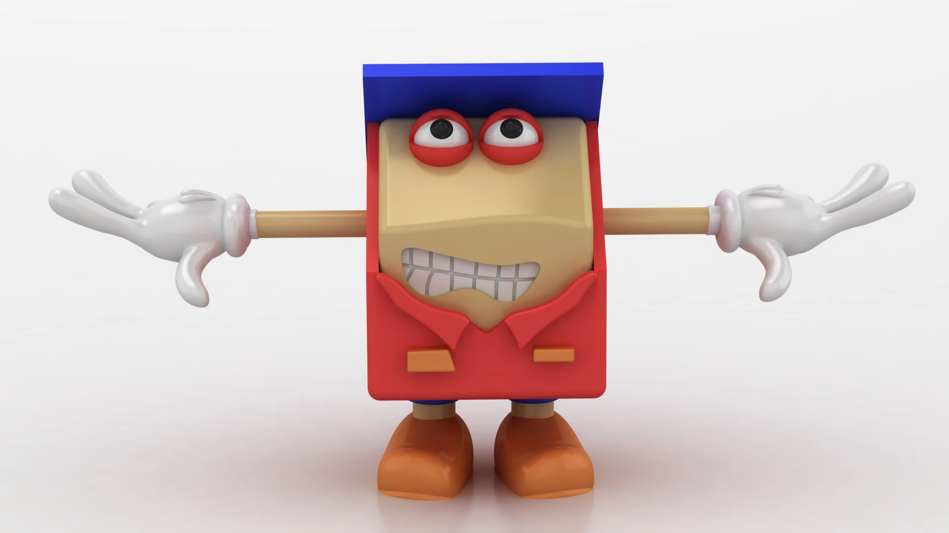 3D cartoon box character 3D Print Model .c4d .max .obj .3ds .fbx .stl .blend