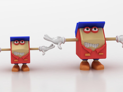 3D cartoon box character Model Cetak 3D