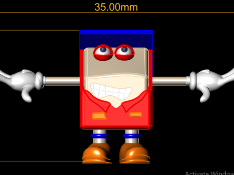 3D cartoon box character Model Cetak 3D