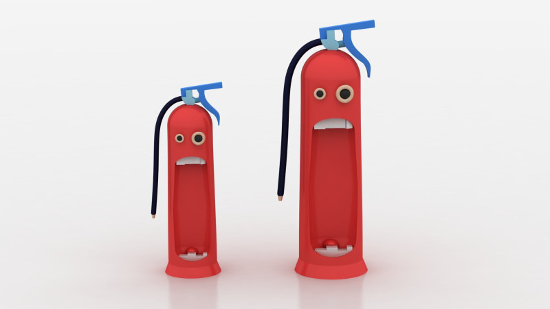 3D cartoon fire extinguisher 3D Print Model .c4d .max .obj .3ds .fbx .stl .blend