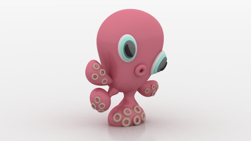 Cartoon octopus 3D printable moderl Modello di stampa 3D .c4d .max .obj .3ds .fbx .stl .blend