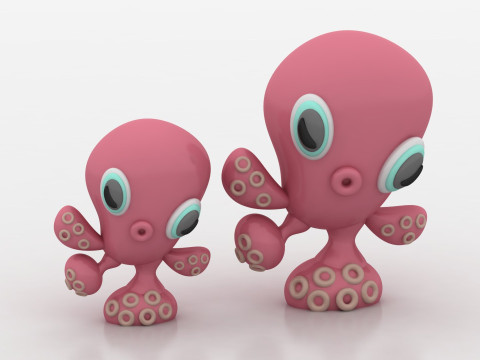 Cartoon octopus 3D printable moderl Modello di stampa 3D